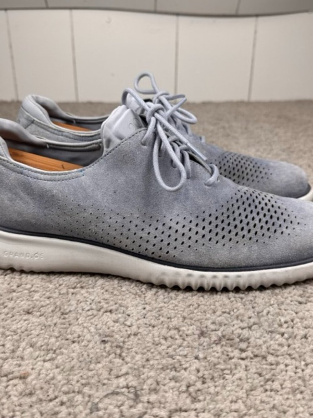 Cole Haan 2.ZERØGRAND Men’s 11 M Oxford Shoes Sneakers Blue Leather Laser Cut